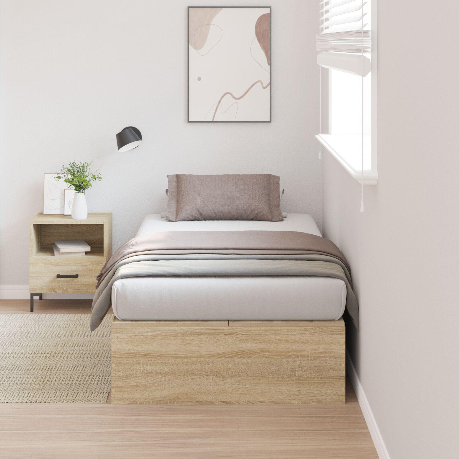 Sengestel med opbevaring Sonoma-eg 80 x 200 cm Konstrueret træ