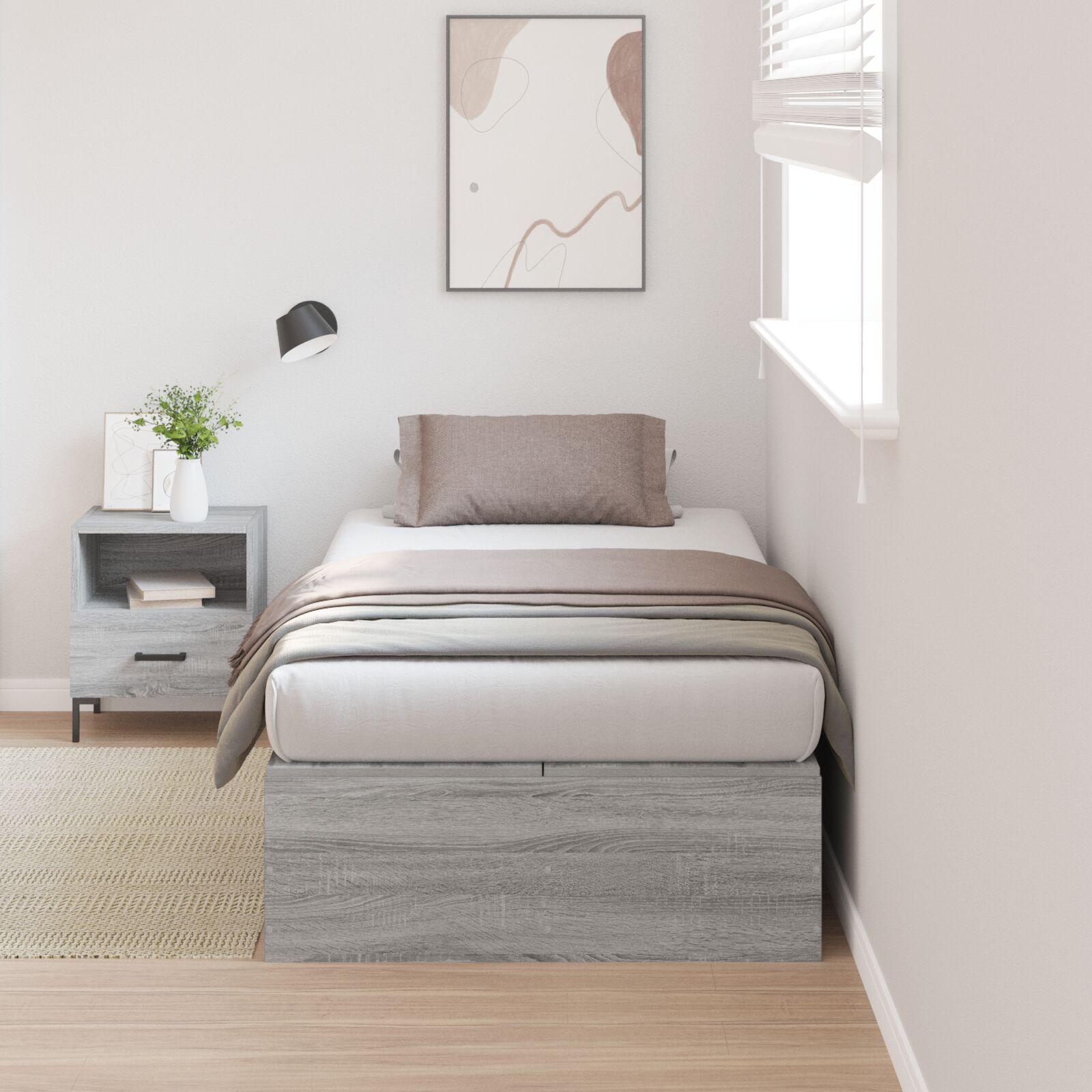 Sengestel Grå sonoma-eg 90 x 200 cm Konstrueret træ