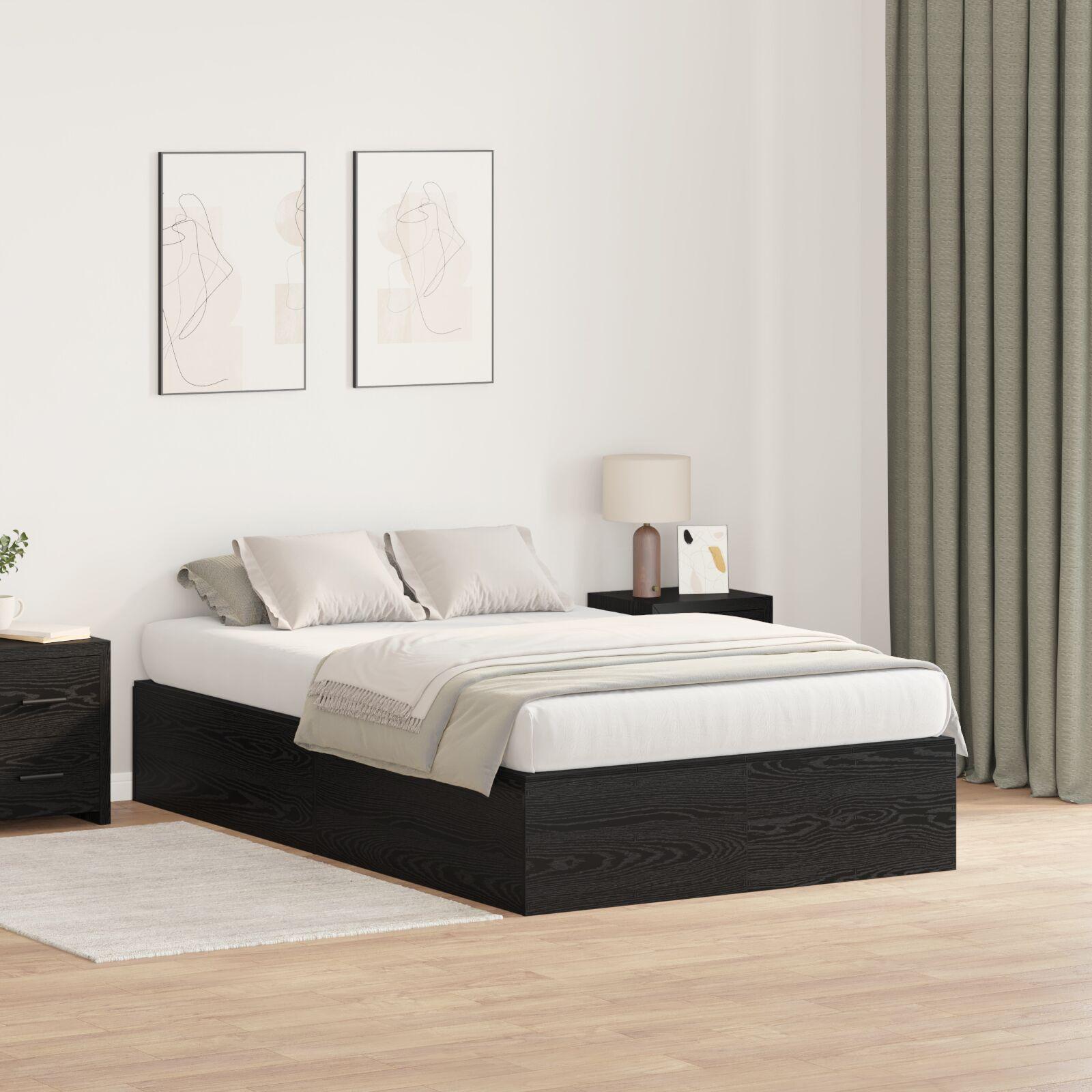 Sengestel med opbevaring Sort eg 120 x 200 cm Konstrueret træ