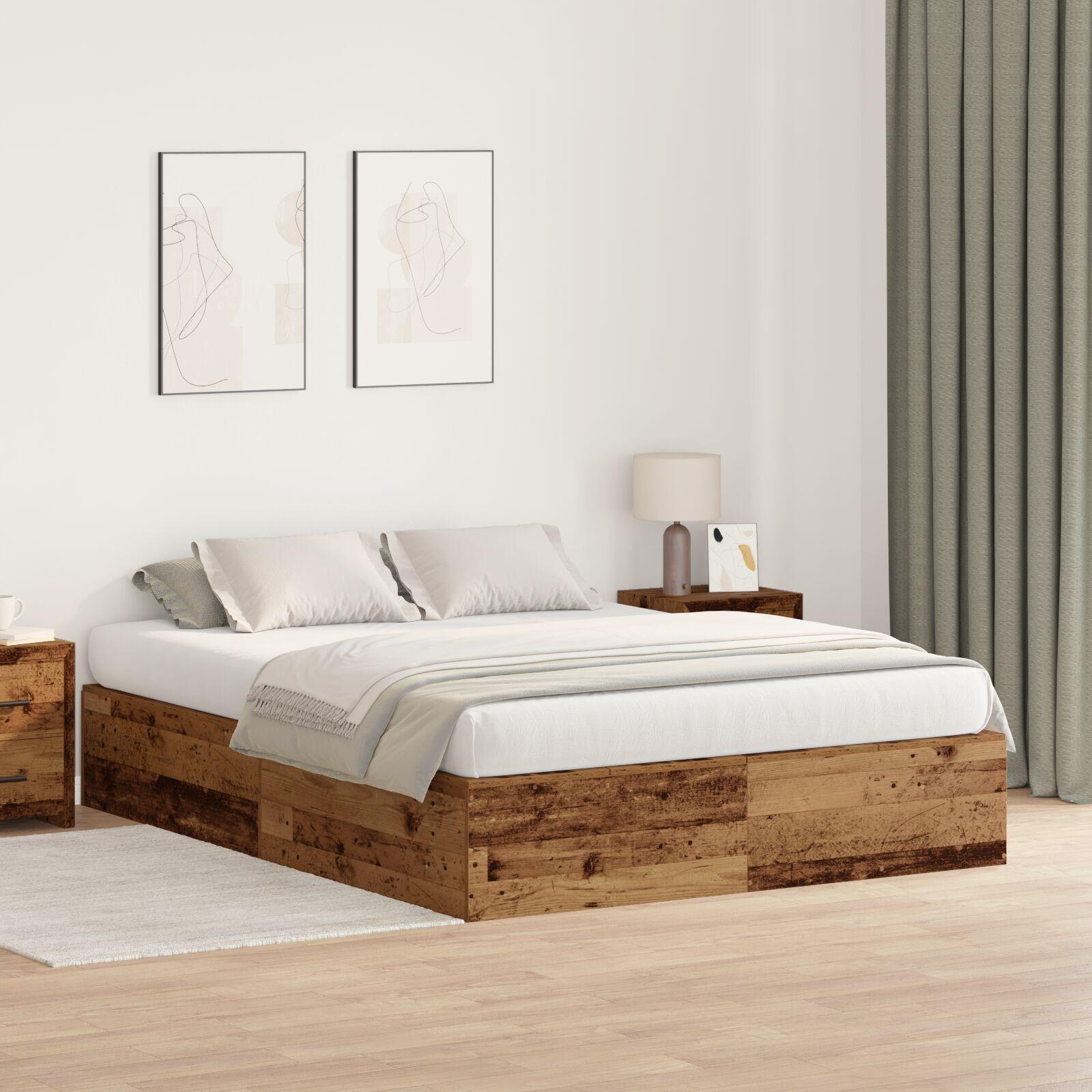 Sengestel Gammelt træ 135 x 190 cm Konstrueret træ