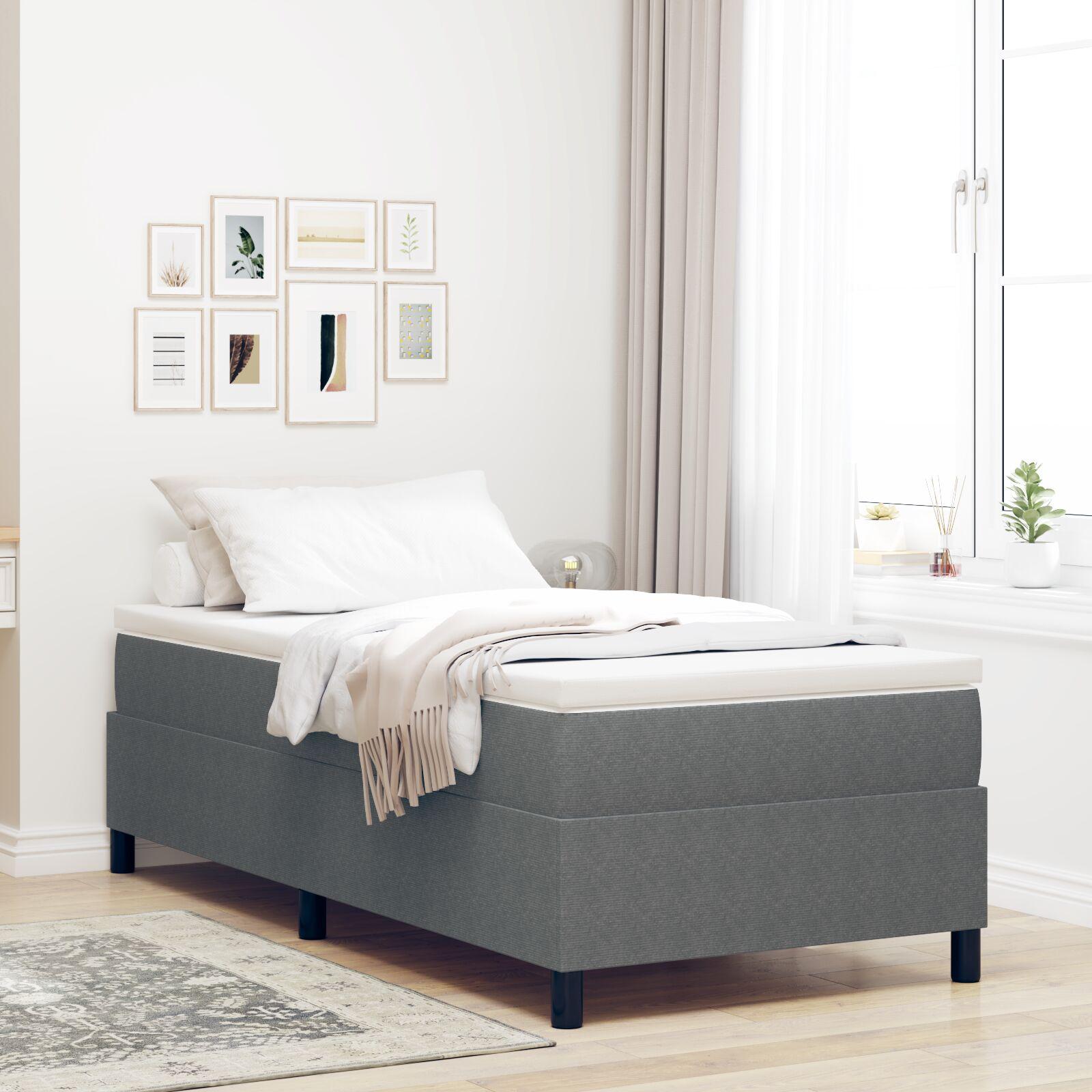 Box Spring Seng Lysegrå 80x200 cm Cordfløjl