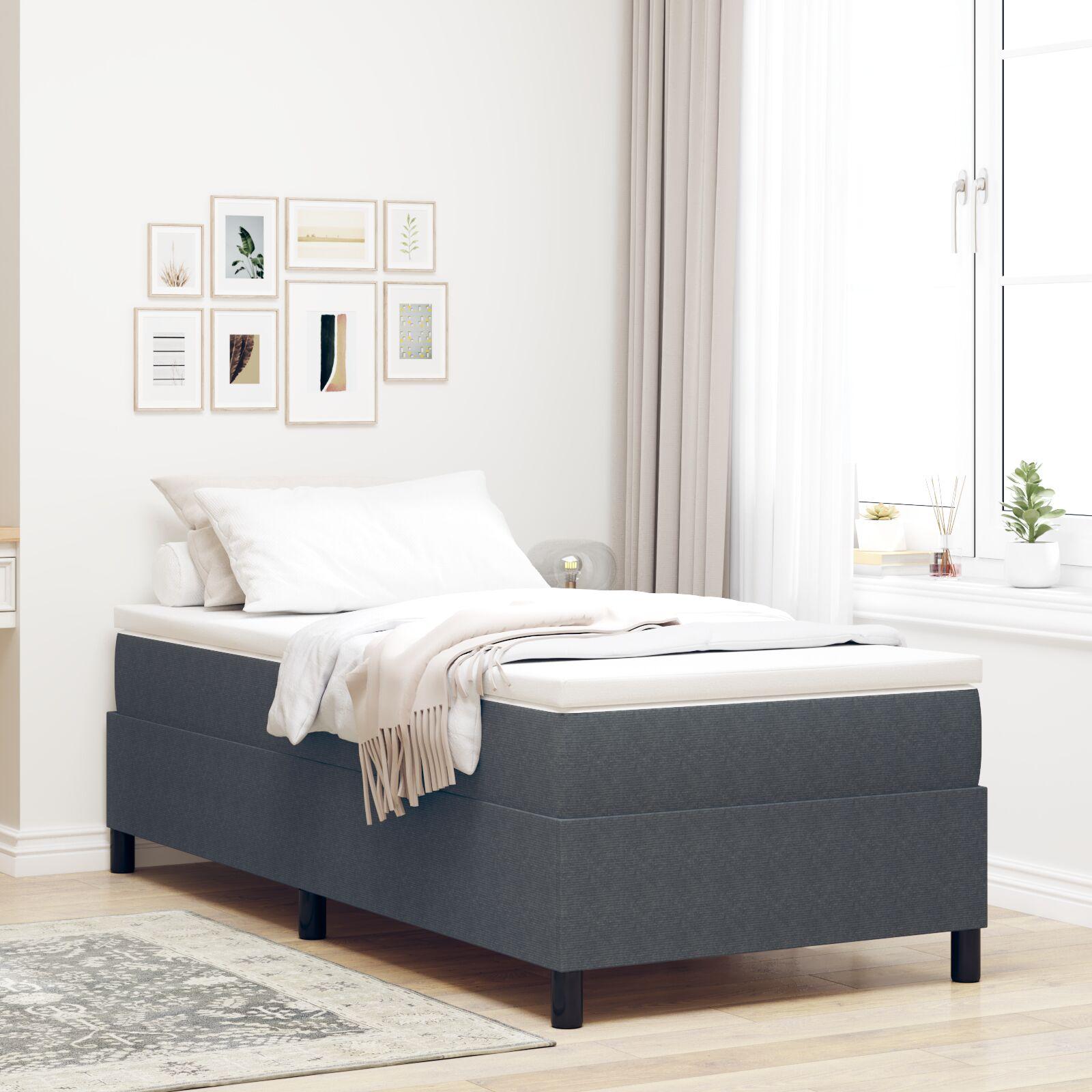 Box Spring Seng Mørkegrå 80x200 cm Cordfløjl