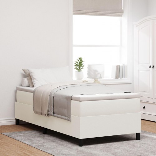 Box Spring Seng Cremefarvet 90x200 cm Corduroy Stof