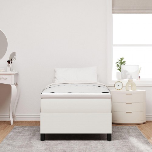 Box Spring Seng Cremefarvet 90x200 cm Corduroy Stof