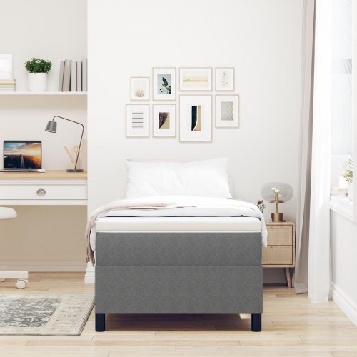 Box Spring Seng Lys Grå 100x200 cm Cordfløjl