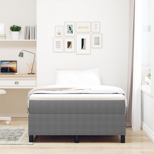 Boxspring Seng Lys Grå Lille Dobbeltseng Cordfløjl