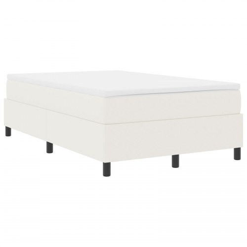Box Spring Seng Cremefarvet Lille Dobbel Cordfløjl Stof