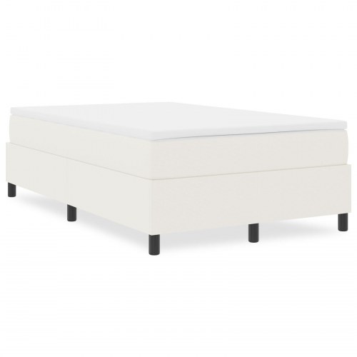 Box Spring Seng Cremefarvet Lille Dobbel Cordfløjl Stof
