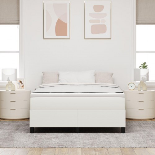 Box Spring Seng Creme 140x200 cm Corduroy Stof
