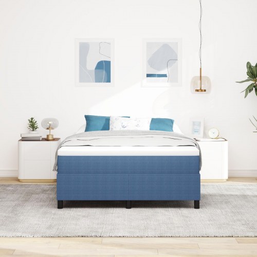 Box Spring Seng Blå 140x200 cm Corduroy Stof