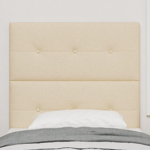 Sengegavl med knapquiltet creme 100 cm stof