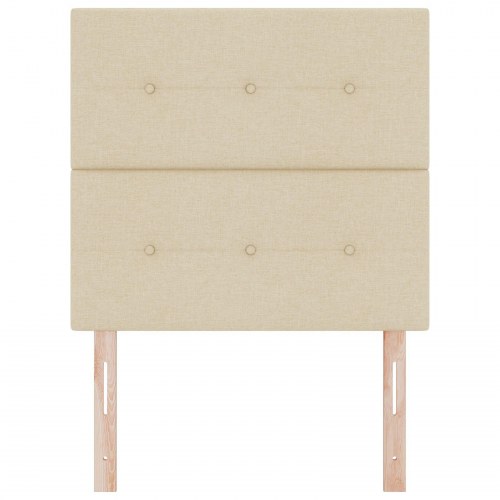 Sengegavl med knapquiltet creme 100 cm stof