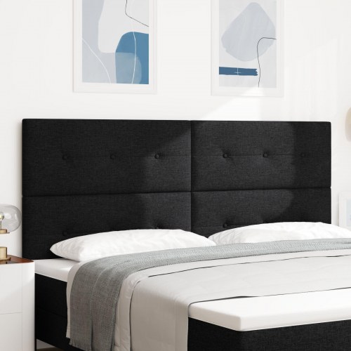 Sengegavl Med Knapper Sort 200 cm Stof