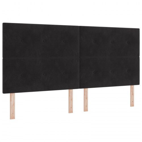 Hovedgavl Med Knapper Sort 200 cm Fløjl