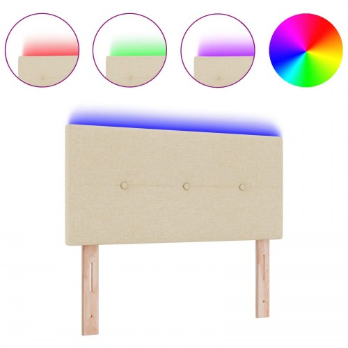 LED Hovedgærde Knap Tuftet Creme 80 cm Stof