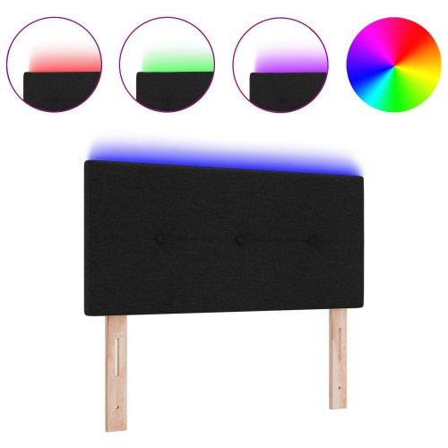 LED Hovedgærde Med Knapper Sort 90 cm Stof