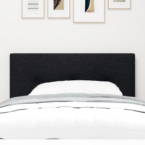 LED Hovedgærde Med Knapper Sort 90 cm Stof