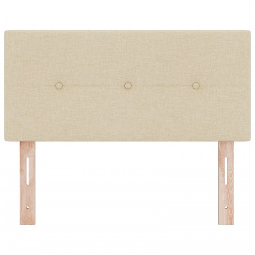 LED Hovedgærde med knapper, tuftet i cremefarvet stof 100 cm