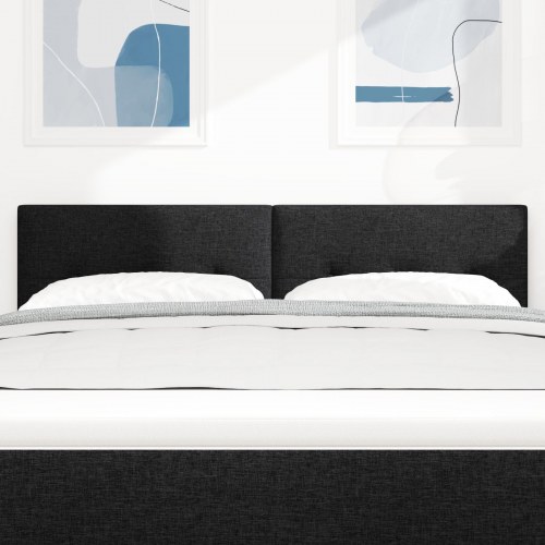 LED Hovedgavl Knap Tuftet Sort 72 cm Stof