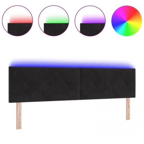 LED Hovedgærde Knap Tufted Sort 90 cm Fløjl