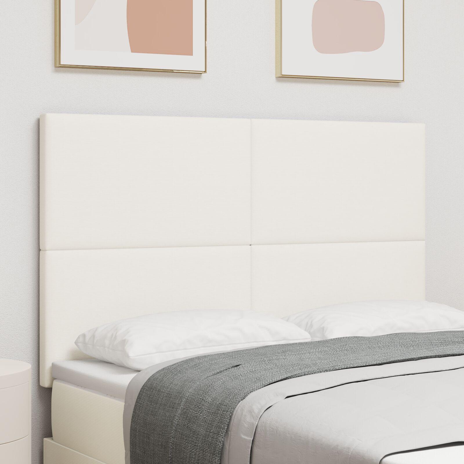 vidaXL LED sengegavl med LED-lysstrimler Creme 160 cm Velourstof