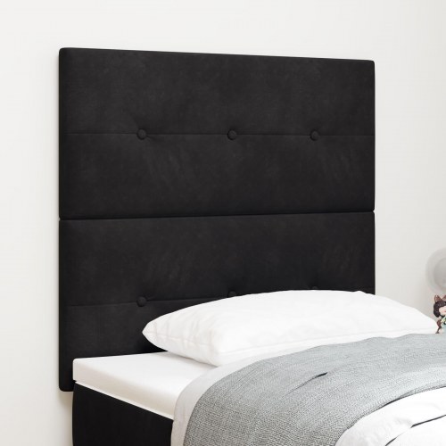 LED Sengegavl Sort 80 cm Velour