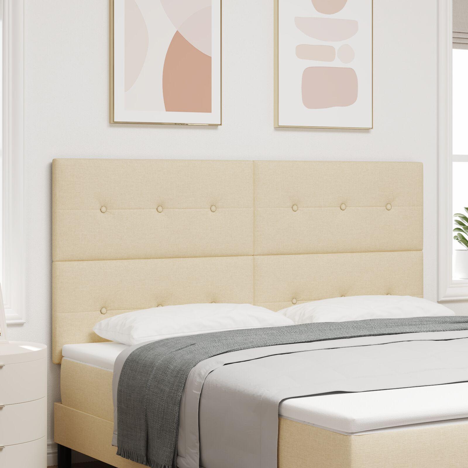 LED Sengegavl med LED -strimmellys Creme 180 cm Stof