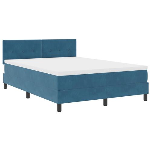 Box Spring Seng med Madras Mørkeblå 140x200 cm Velour
