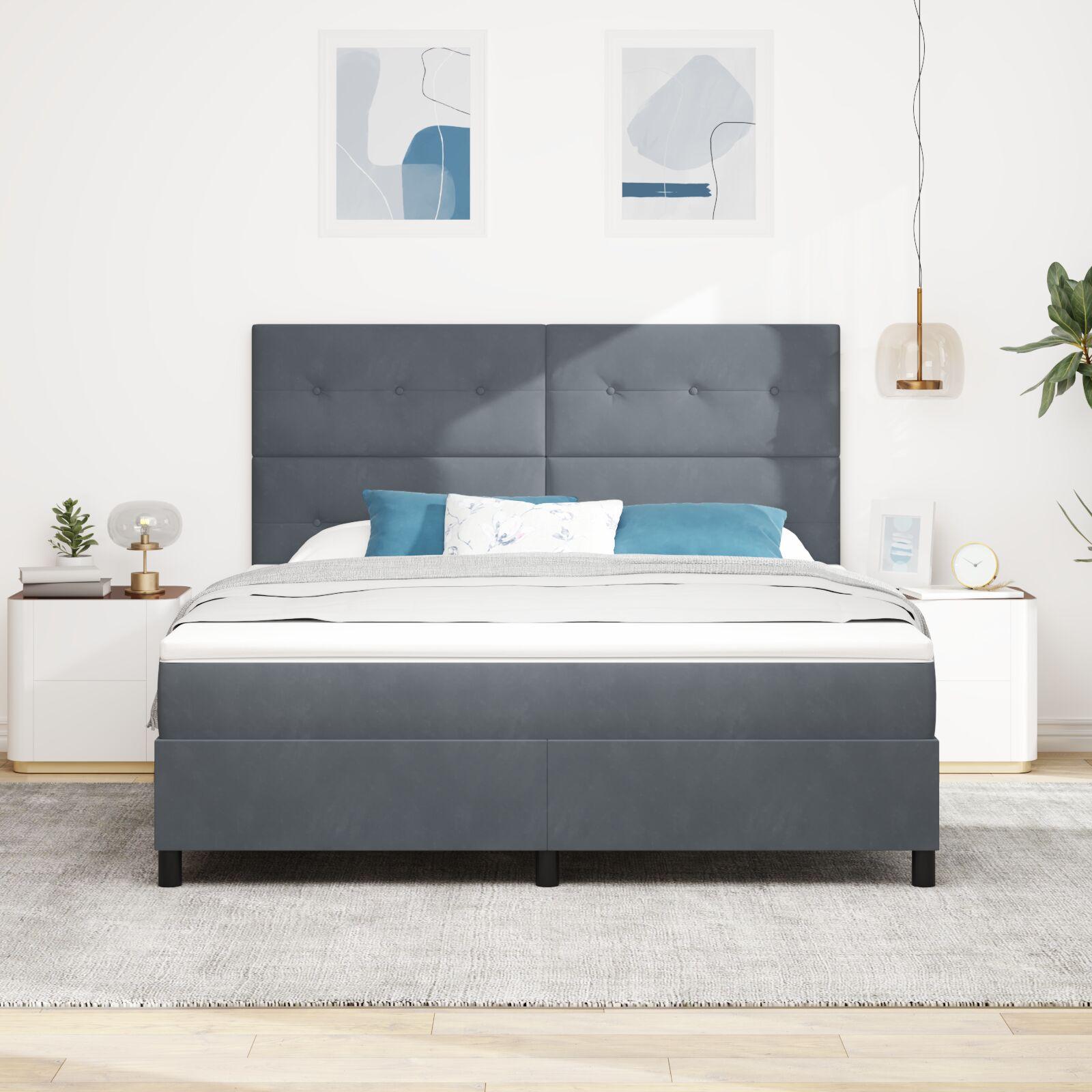Kontinentalseng med madras Mørkegrå 180 x 200 cm Stof