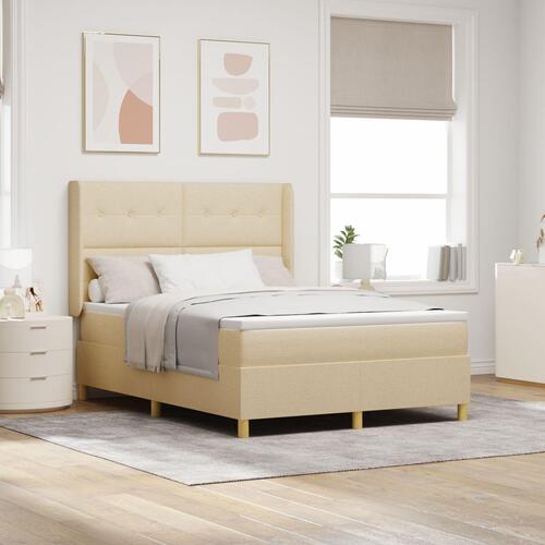 Box Boxmadras med madras & LED Creme 160x200 cm Stof