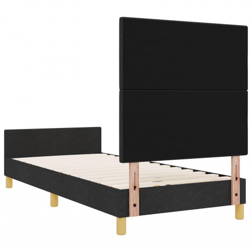 Sort Stof Sengestel 90x200 cm
