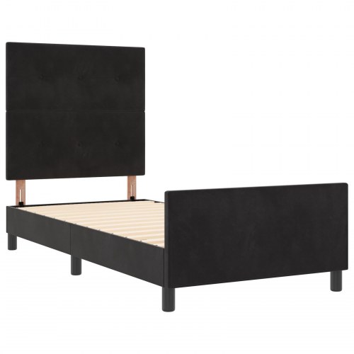 Sengestel Sort 90x190 cm Velour