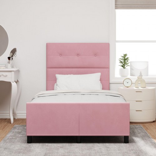 Seng RAMME Pink 120x190 cm Fløjl