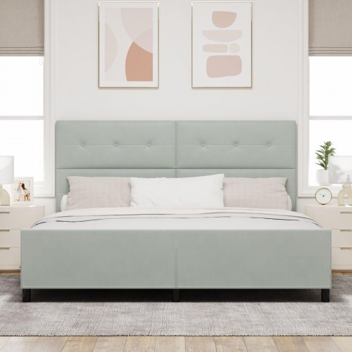 Sengestel Lys Grå 200x200 cm Fløjl