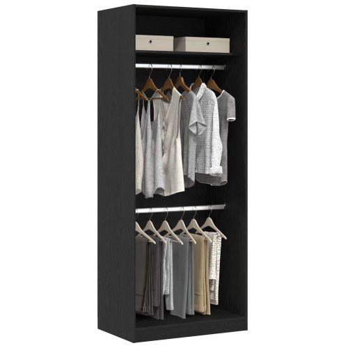 Garderobe Sort Eg 80x50x200 cm Bygget af Træ