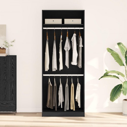 Garderobe Sort Eg 80x50x200 cm Bygget af Træ