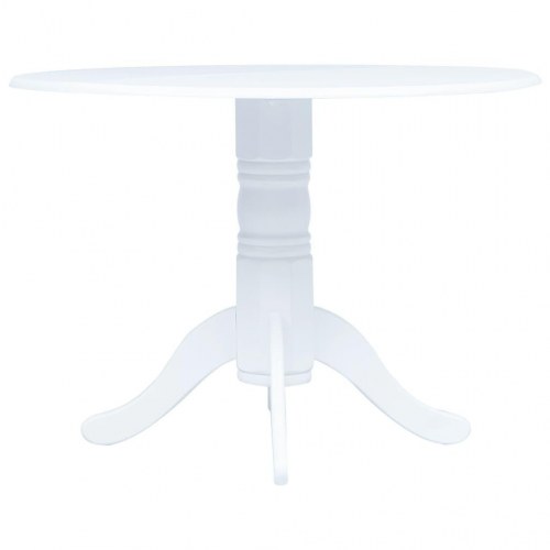 Spisebord i massivt gummitræ og MDF - hvid, 106 cm