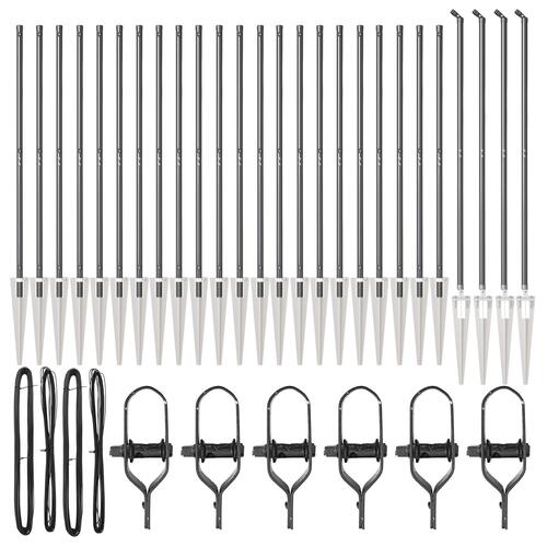 Staketeringspæle med Spyd 26 stk Ø32 mm 140 cm Galvaniseret Stål