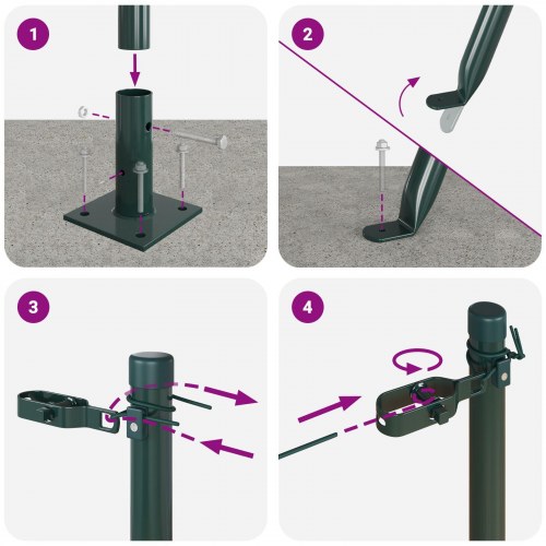 Hegnspæle Sæt af 52 Grøn Pulverlakeret stål 3.2 x 3.2 x 90 cm