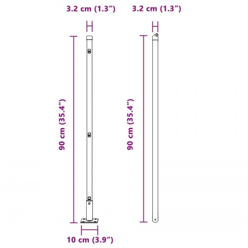 Hegnspæle Sæt af 52 Grøn Pulverlakeret stål 3.2 x 3.2 x 90 cm