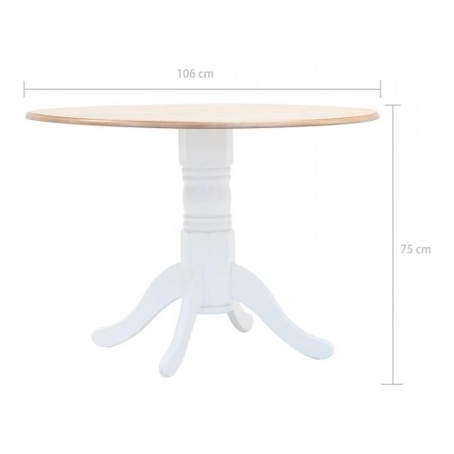 Rundt spisebord 106 cm - hvid og brun