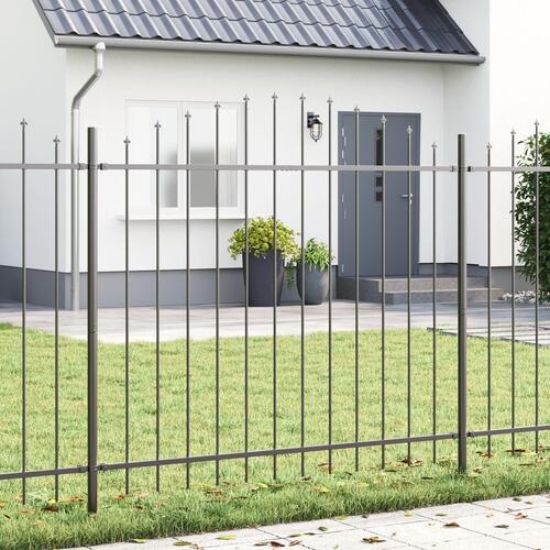 Havehegn med bue top i grå 11,9x1,25 m i stål