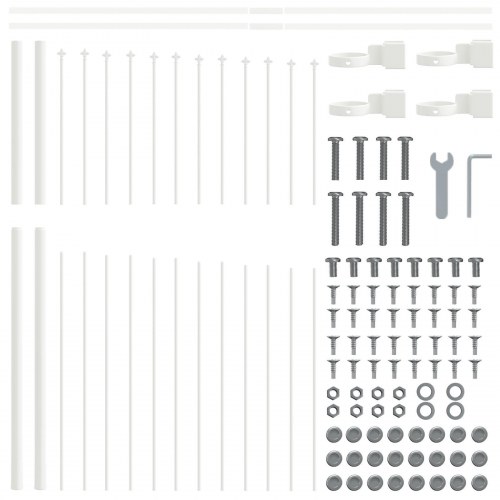 Havehegn med Buetop Hvid 8,5x1,25 m Stål