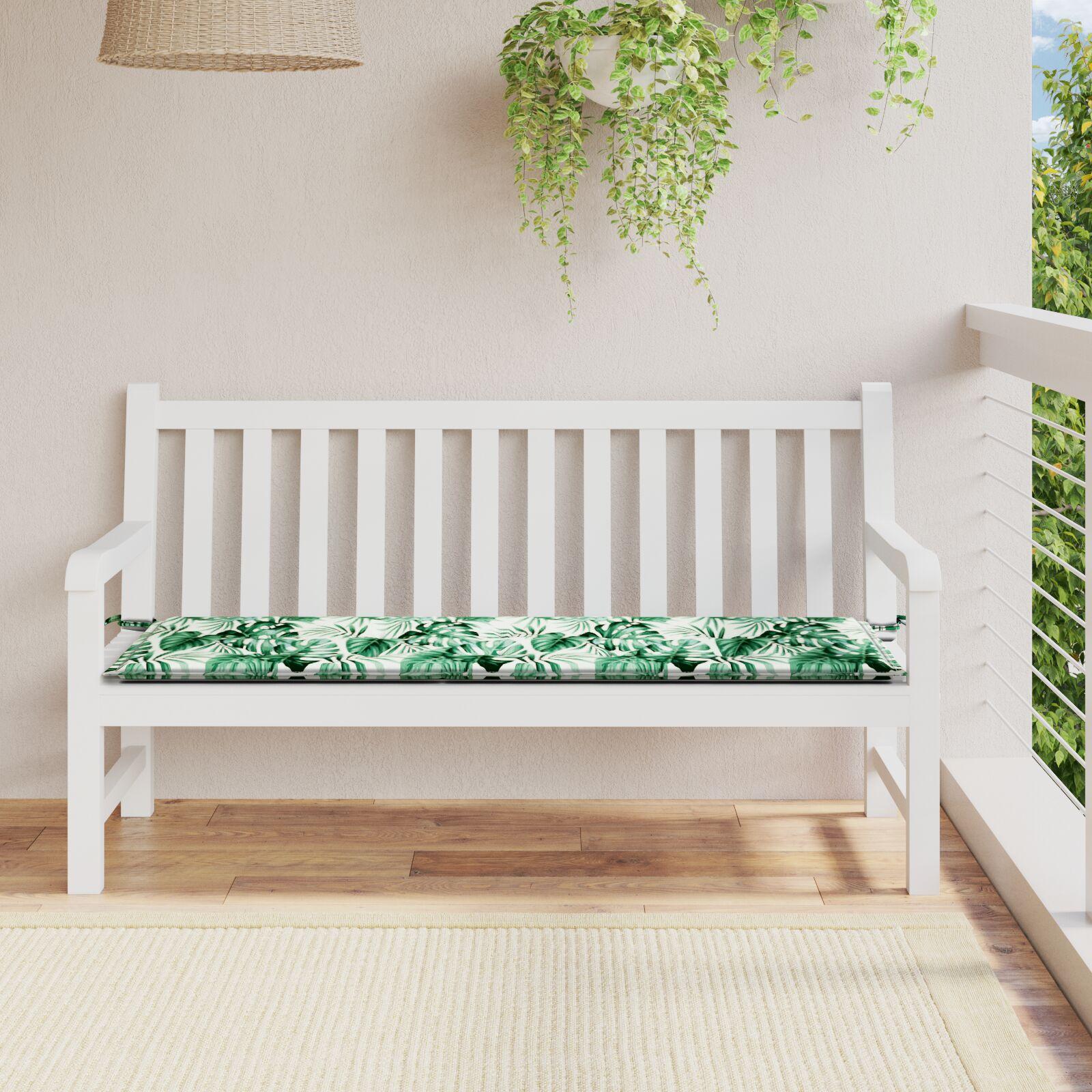 Havebænkpude Blomstret Grøn 200 x 50 x 4 cm Oxford stof billede