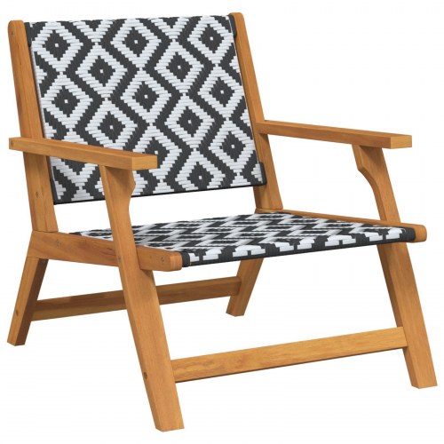 Have Stole 2 stk Sort og Hvid 76x67x73 cm Massivt Akacietræ