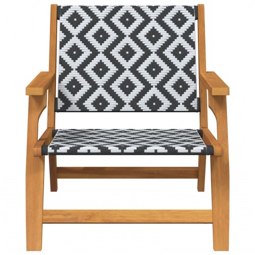 Have Stole 2 stk Sort og Hvid 76x67x73 cm Massivt Akacietræ