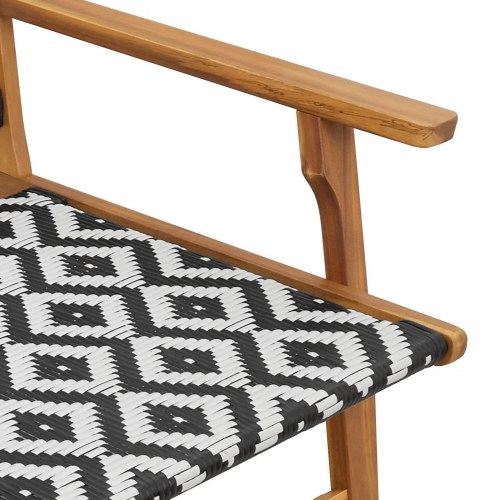 Have Stole 2 stk Sort og Hvid 76x67x73 cm Massivt Akacietræ