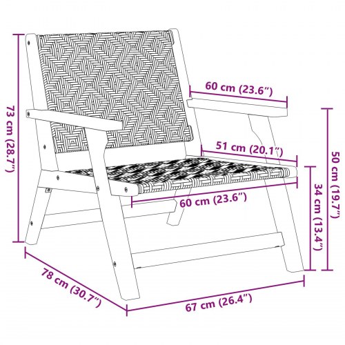 Have Stole 2 stk Sort og Hvid 76x67x73 cm Massivt Akacietræ