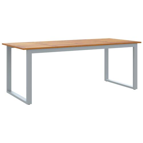 Udendørs Spisetabel Grå 200x90x75 cm Stål & Massivt Akacietræ