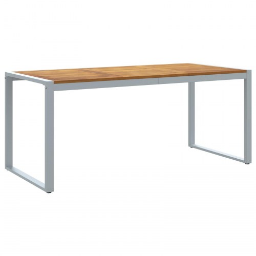 Udendørs Spisebord Grå 180x90x75 cm Stål & Massiv Akacietræ